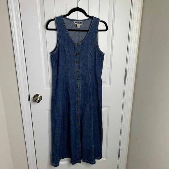 Vintage 90s Bryn Connelly Petite Denim Button Front Midi Dress Size‎ 4 country - Picture 2 of 6